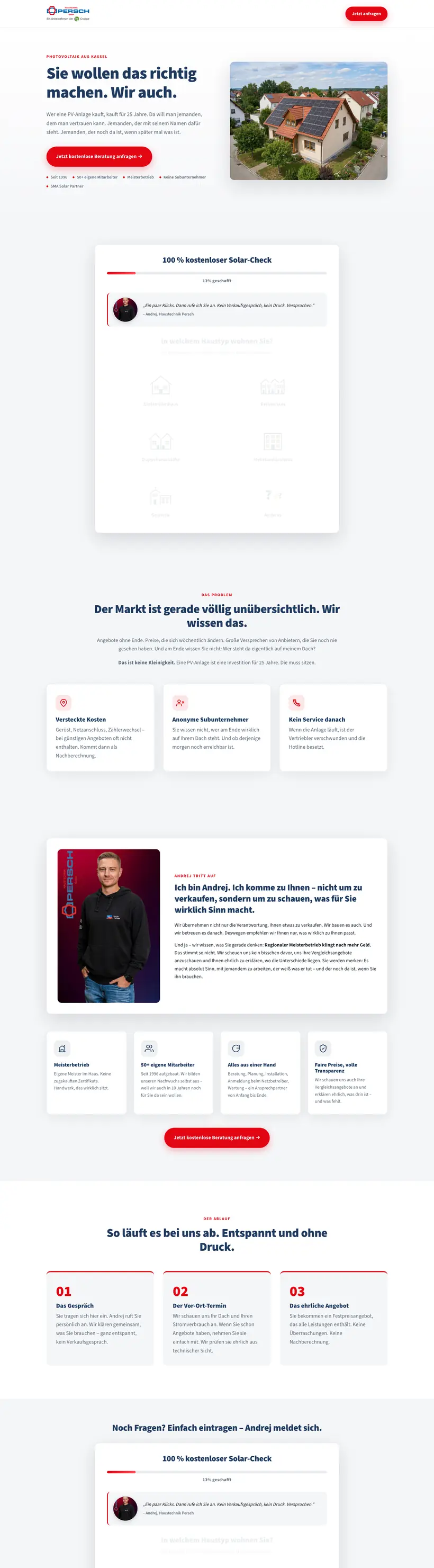 Landingpage Photovoltaik von Haustechnik Persch